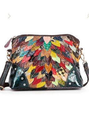 ShopEvelynne Multicolor Patchwork Leaf Crossbody Bag
